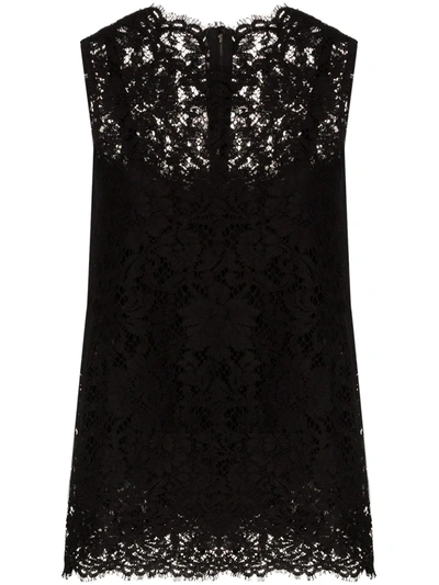 Shop Dolce & Gabbana Cordonetto-lace Sleeveless Tank Top In Black