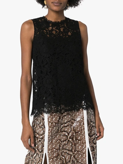 Dolce & Gabbana Cordonetto-lace Sleeveless Tank Top In Black