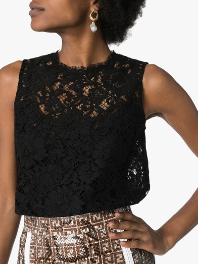 Dolce & Gabbana Cordonetto-lace Sleeveless Tank Top In Black