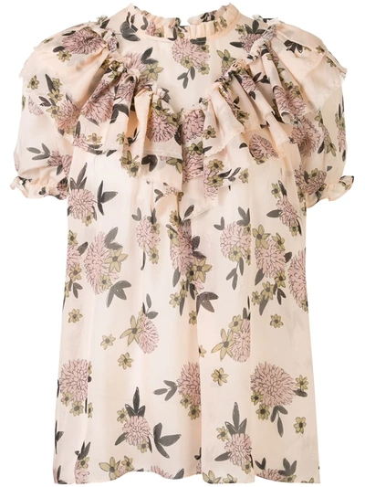 Macgraw Migration Floral Top In Neutrals