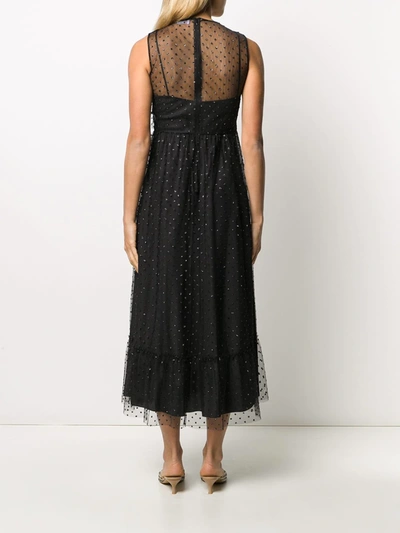 Shop Red Valentino Embellished Tulle Long Dress In Black