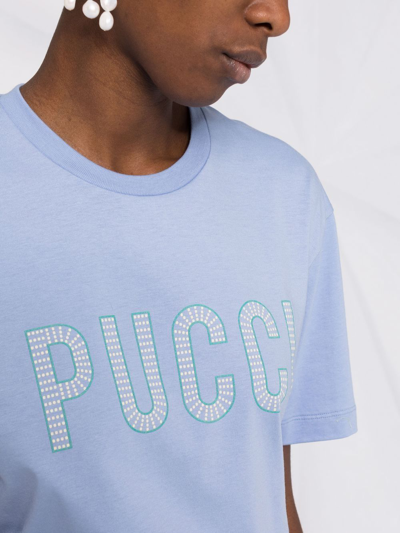 Shop Emilio Pucci Logo-print Crew-neck T-shirt In Blau