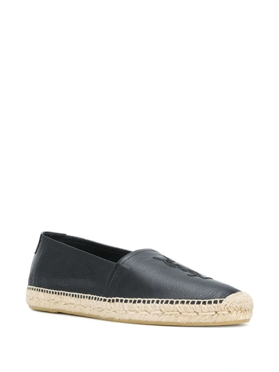 Saint Laurent Logo Espadrilles In Black In Black