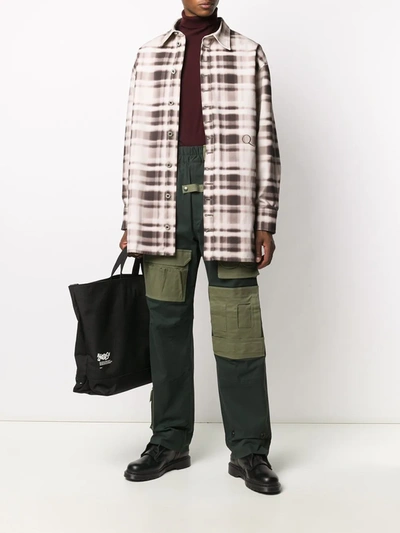 Qasimi Oversize Check Print Shirt In Neutrals