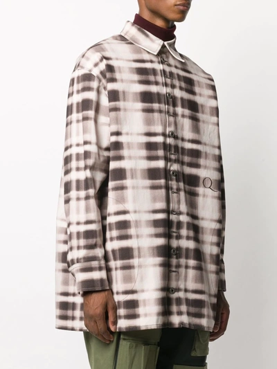 Qasimi Oversize Check Print Shirt In Neutrals