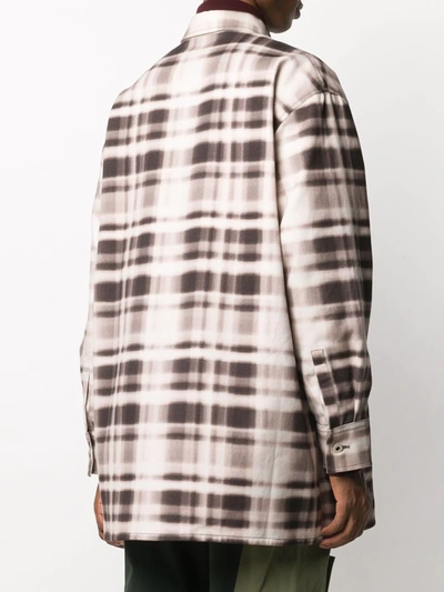 Qasimi Oversize Check Print Shirt In Neutrals
