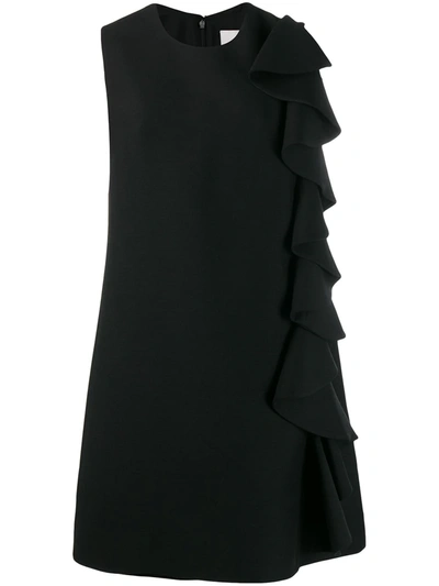 Shop Valentino Ruffle Detail Shift Dress In Black