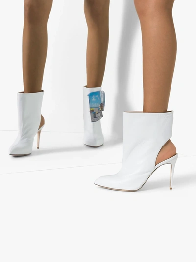 Shop Natasha Zinko Beach Trash Logo Ankle Boots In White