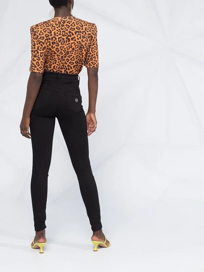 Philipp Plein Skull Button Jeggings In Black In Black