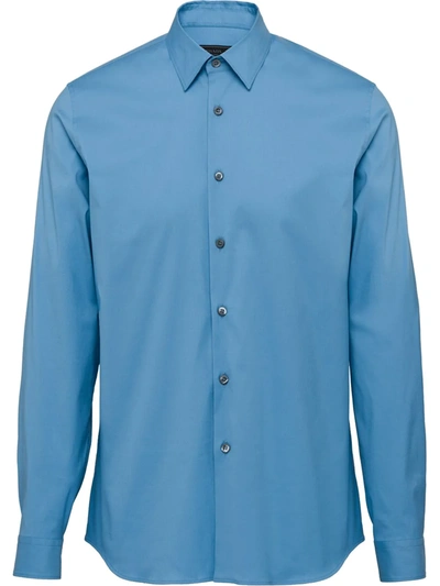 Shop Prada Long-sleeve Fitted Sweater In Blue