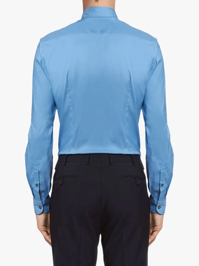 Shop Prada Long-sleeve Fitted Sweater In Blue