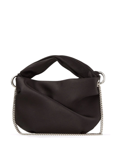 Shop Jimmy Choo Bonny Satin-finish Tote Bag In Black