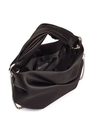 Shop Jimmy Choo Bonny Satin-finish Tote Bag In Black