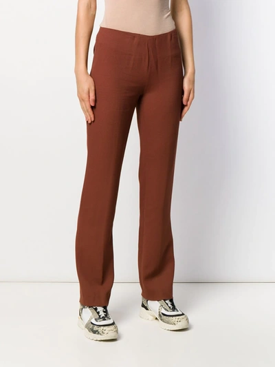 Pre-owned Romeo Gigli 1996 Woven Straight Trousers In Red