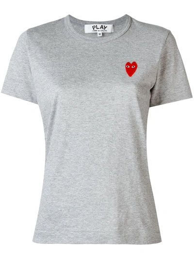 Shop Comme Des Garçons Play Heart Logo T-shirt In Grey