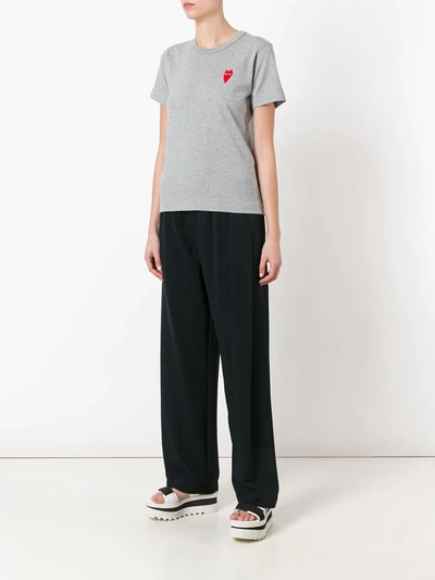 Shop Comme Des Garçons Play Heart Logo T-shirt In Grey