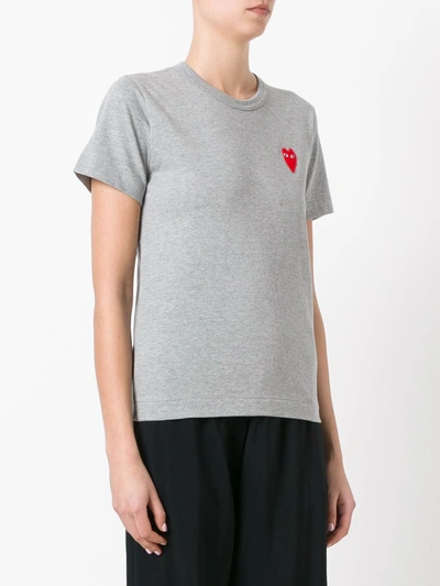 Comme Des Garçons Play Pixelated Logo-patch T-shirt In Grey