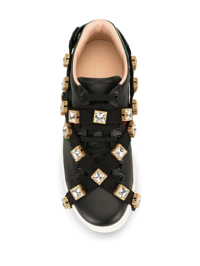 Shop Gucci Ace Embroidered Platform Sneakers In Black