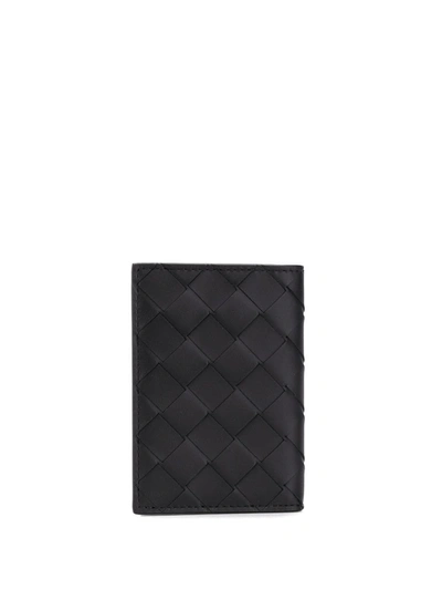 Shop Bottega Veneta Intrecciato Foldover Cardholder In Black