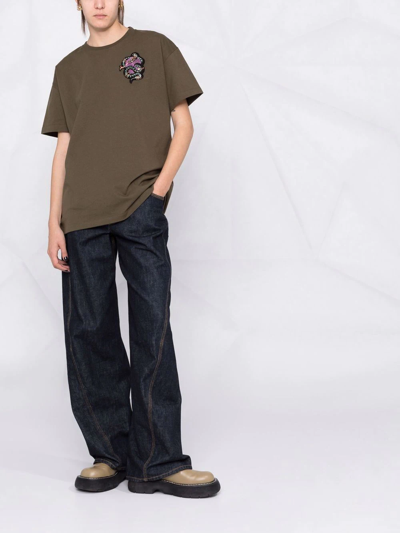 Etro Beaded Motif-patch Oversized T-shirt In Green