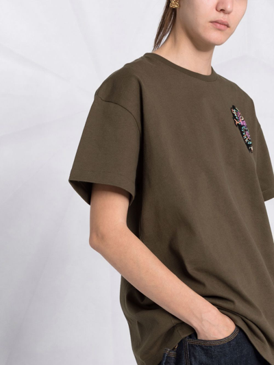 Etro Beaded Motif-patch Oversized T-shirt In Green
