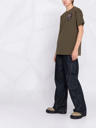 Etro Beaded Motif-patch Oversized T-shirt In Green