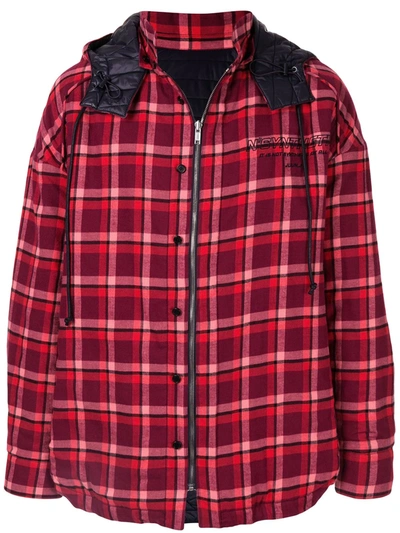 Shop Juunj Check Print Padded Jacket In Red