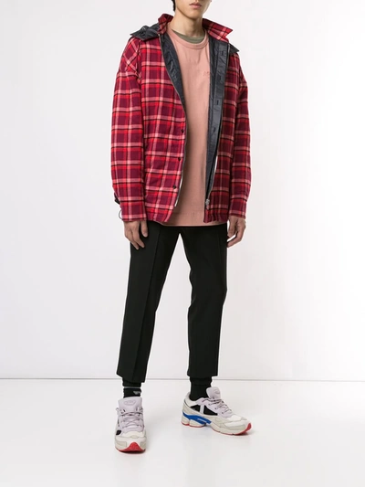 Shop Juun.j Check Print Padded Jacket In Red