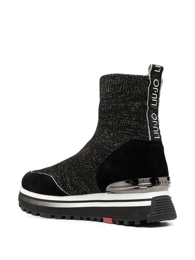 Shop Liu •jo Stretch Sock Boots In Black