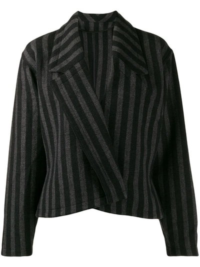 Pre-owned Versace 1980's Striped Slim Jacket In Black