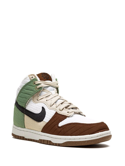 Nike White & Brown Dunk High Lx Next Nature Sneakers In Green