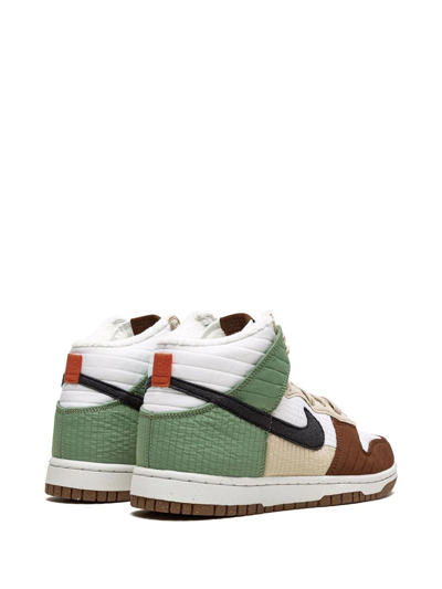 Nike White & Brown Dunk High Lx Next Nature Sneakers In Green