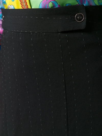 Pre-owned Ferragamo 2000's Pinstripe Straight Skirt In Black
