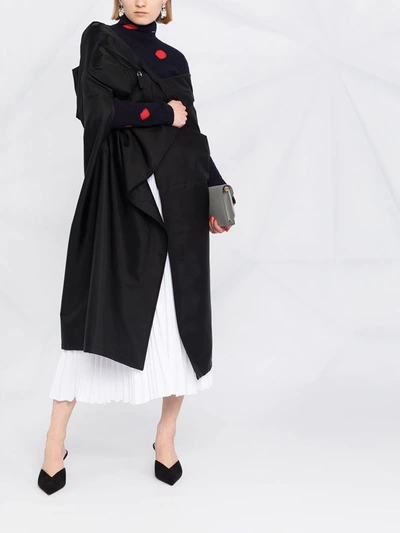 Prada Black Gabardine Re-nylon Hooded Cape In Black