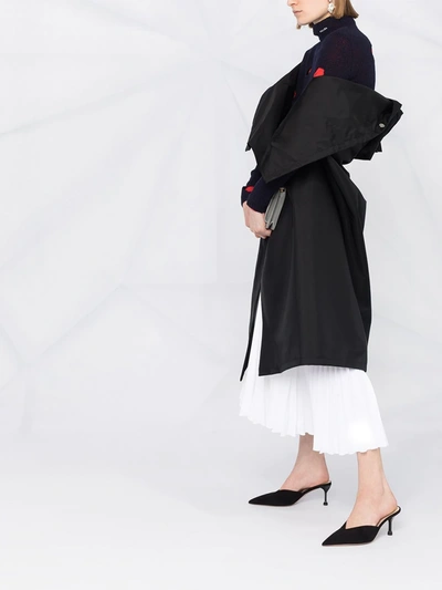 Prada Black Gabardine Re-nylon Hooded Cape In Black