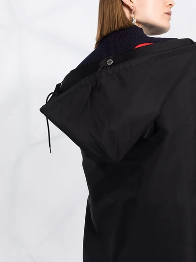 Prada Black Gabardine Re-nylon Hooded Cape In Black