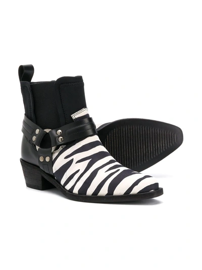 Shop Cinzia Araia Zebra Stripe Chelsea Boots In Black