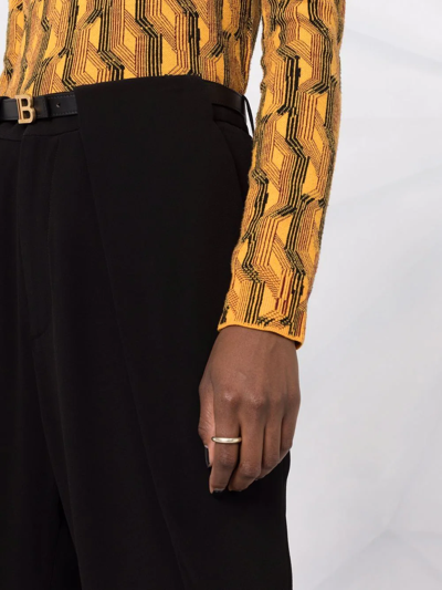 Balmain Cropped Straight-leg Crepe Harem Trousers In Black