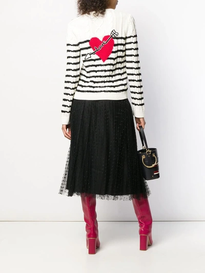 Shop Red Valentino Polka Dot Midi Skirt In Black