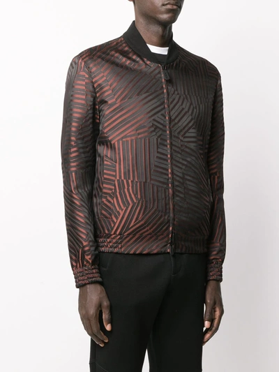 Shop Ermenegildo Zegna Striped Patterned Bomber Jacket In Black