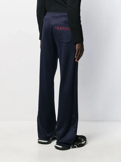 Shop Valentino Logo Print Track Pants In Blue