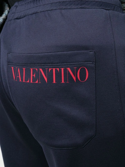 Shop Valentino Logo Print Track Pants In Blue