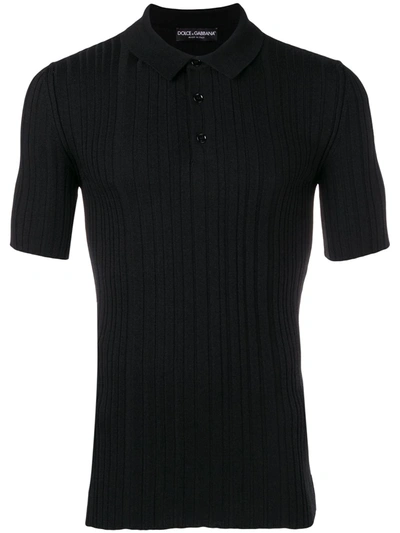 Shop Dolce & Gabbana Knitted Polo Shirt In Black