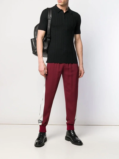 Shop Dolce & Gabbana Knitted Polo Shirt In Black