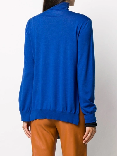 Shop Marni Roll-neck Step-hem Jumper In Blue