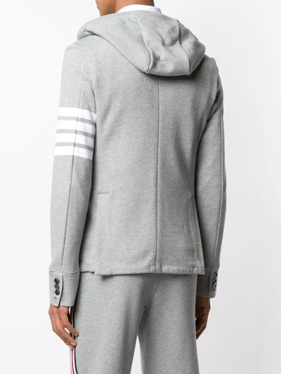 Shop Thom Browne 4-bar Hooded Single-breasted Blazer In Grey