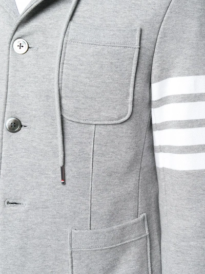 Shop Thom Browne 4-bar Hooded Single-breasted Blazer In Grey