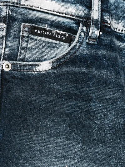 Philipp Plein Junior Paint Splatter Jeans In Blue