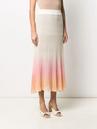 Shop Jacquemus Helado Degradê Pleated Knitted Skirt In Neutrals