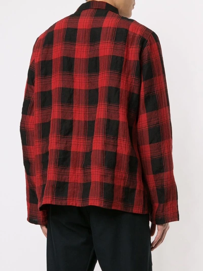 Shop Bergfabel Plaid Printed Shirt Jacket In Red